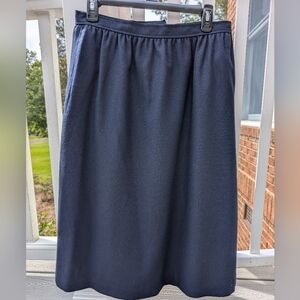 Vtg Made In USA Evan Picone Navy Blue Wool Skirt